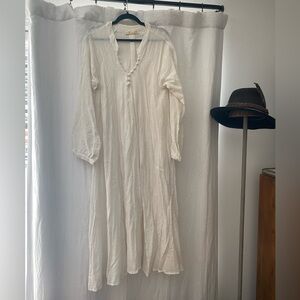 Natalie Martin Small White Cotton Fiore Maxi Dress